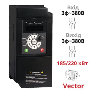 Векторний частотний перетворювач 185 кВт трифазний SPLC-AT20-185G/220P-4 із захистом IP20 від компанії Nietz Electric для двигунів 3Ф~380В