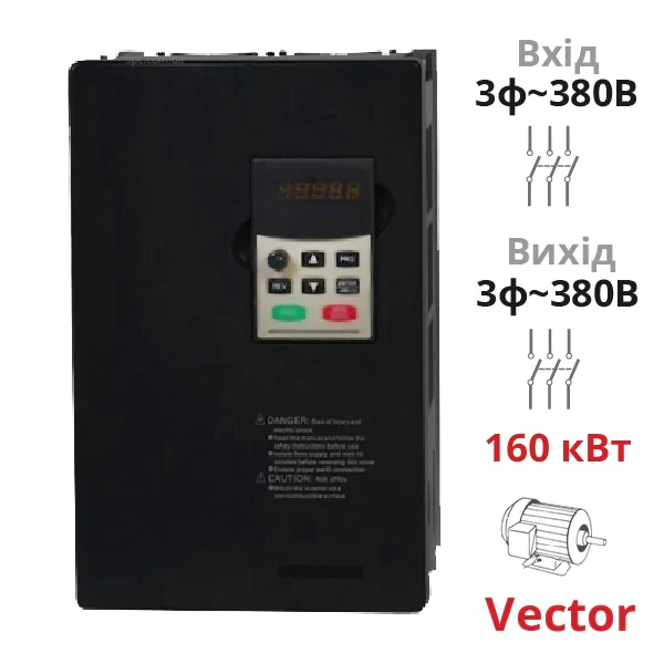 Векторний частотний перетворювач NZ8400 160 кВт трифазний SPLC-NZ8400-160G/185P від компанії Nietz Electric для трифазних двигунів 380В