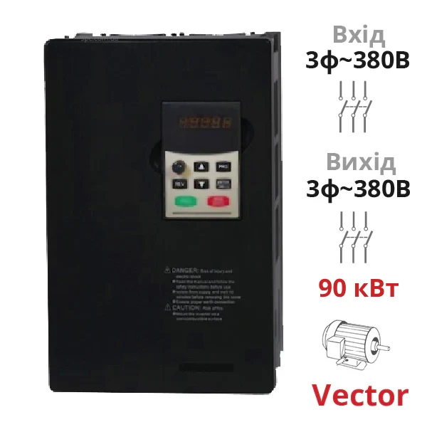 Векторний частотний перетворювач NZ8400 90 кВт трифазний SPLC-NZ8400-90G/110P від компанії Nietz Electric для трифазних двигунів 380В