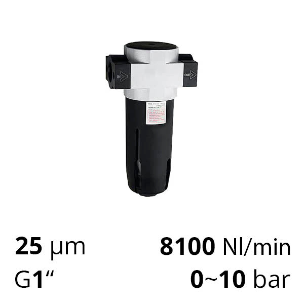 Фільтр стисненого повітря 1″ 25 мкм, 10 бар, 8100 л/хв (SA-FU60-25)