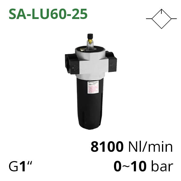 SA-LU60-25 - Лубрикатор G1", 0-10 бар, витрата повітря 8100 л/хв