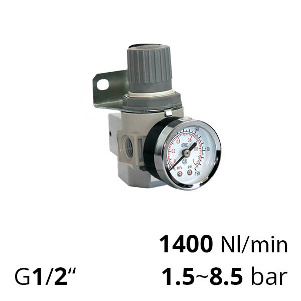 Регулятор тиску повітря з манометром 1/4"~1/2", 10 бар, до 1400 л/хв (серія SA-RM)