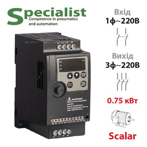 Скалярний перетворювач частоти 0.75 кВт, 1Ф~3Ф/220В (SPLC-NLP1000-0R7G2)