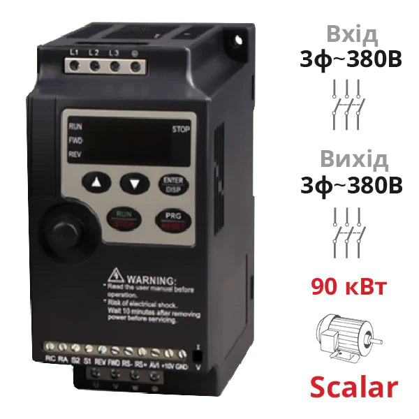 Скалярний частотний перетворювач 90 кВт трифазний SPLC-NLP1000-90G-4 із захистом IP20 від компанії Nietz Electric для двигунів 3Ф~380В
