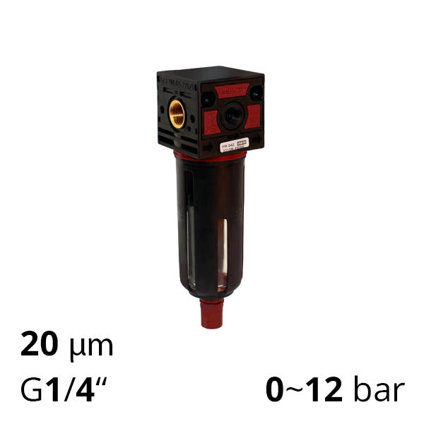Фільтр стисненого повітря 5-20 мкм, 0-12 бар, 1/4"~1" (SSA-F)
