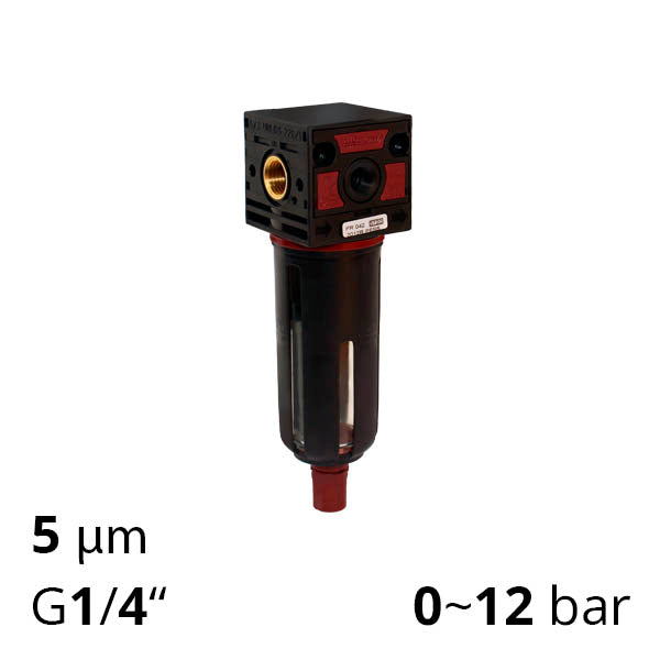 Фільтр стисненого повітря 5-20 мкм, 0-12 бар, 1/4"~1" (SSA-F)