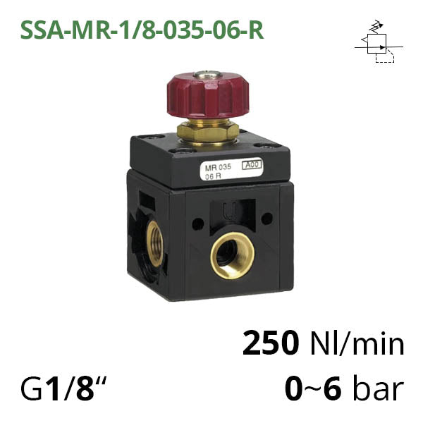 SSA-MR-1/8-035-06-R - Мінірегулятор зі скиданням надлишкового тиску G1/8", 0~6 бар, 250 л/хв AIRCOMP
