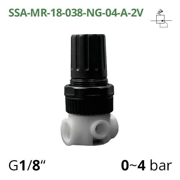 SSA-MR-1/8-038-NG-04-A-2V - Мінірегулятор тиску зі стійкістю до хімічного впливу G1/8", 0~4 бар, 900 л/хв AIRCOMP