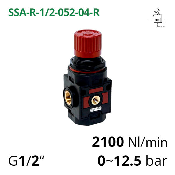 SSA-R-1/2-052-04-R - Мінірегулятор тиску повітря механічний G1/4", 0~4 бар, 2100 л/хв AIRCOMP