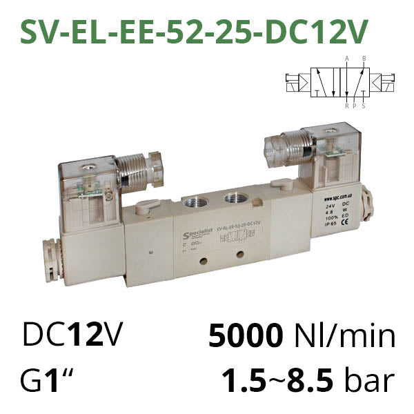 Пневматические распределители 5/2 серий SV-C(D,E,EL)-EE-52 с 2 электромагнитными катушками для управления