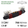 Фото Пневматический распределитель 5/3 AIRCOMP подсоединение 1/8″ с 2 электромагнитами
